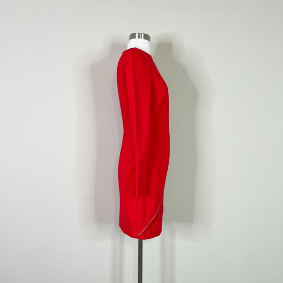 NEW Ted Baker | Edlyn Bright Red Zip Detail Long Sleeve Sheath Mini Dress 0 NWOT - Picture 6 of 11